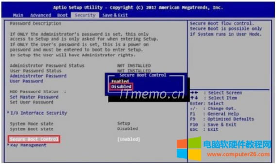 【Security】--Secure Boot Control--選擇Disabled;然后F10保存 退出。