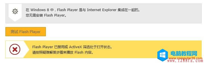 Windows8.1 Flash Player ʹòˣFlash Player ѽû ActiveX Yx̎ڴ_Bվ