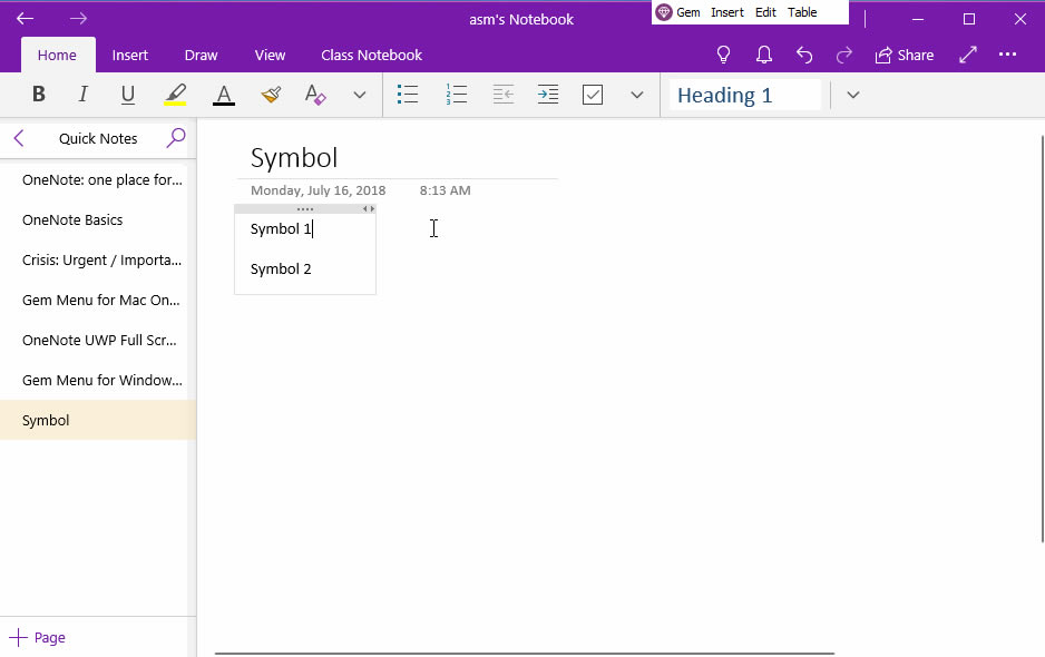 ʹ䌚ˆ Gem Menu for OneNote UWP IPϛ]еķ̖ OneNote for Windows 10 
